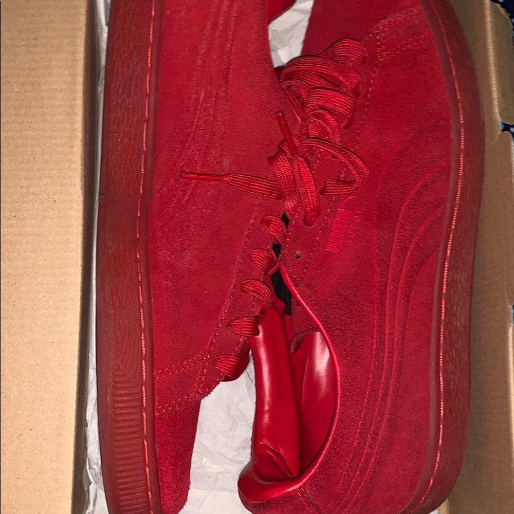 All Red Puma Suedes